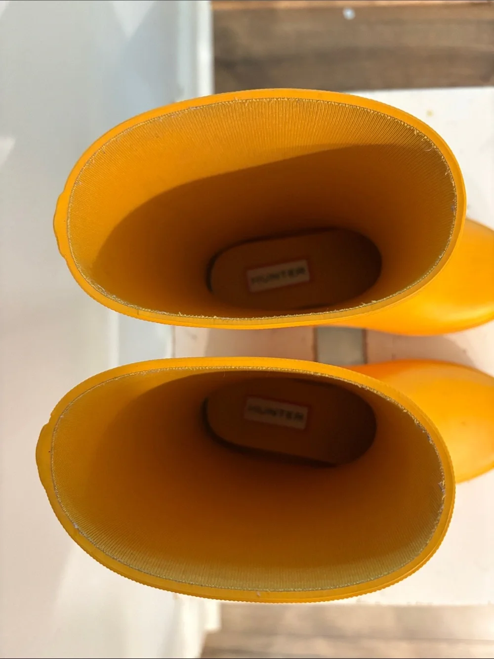 Kids size UK 12 Hunter Bright Yellow Waterproof Rain Boots